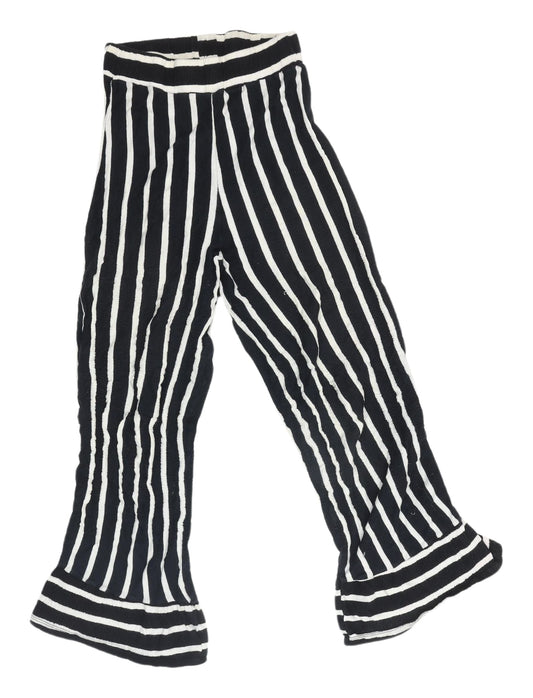 Pull & Bear Women's Striped Flared Trousers Black S
