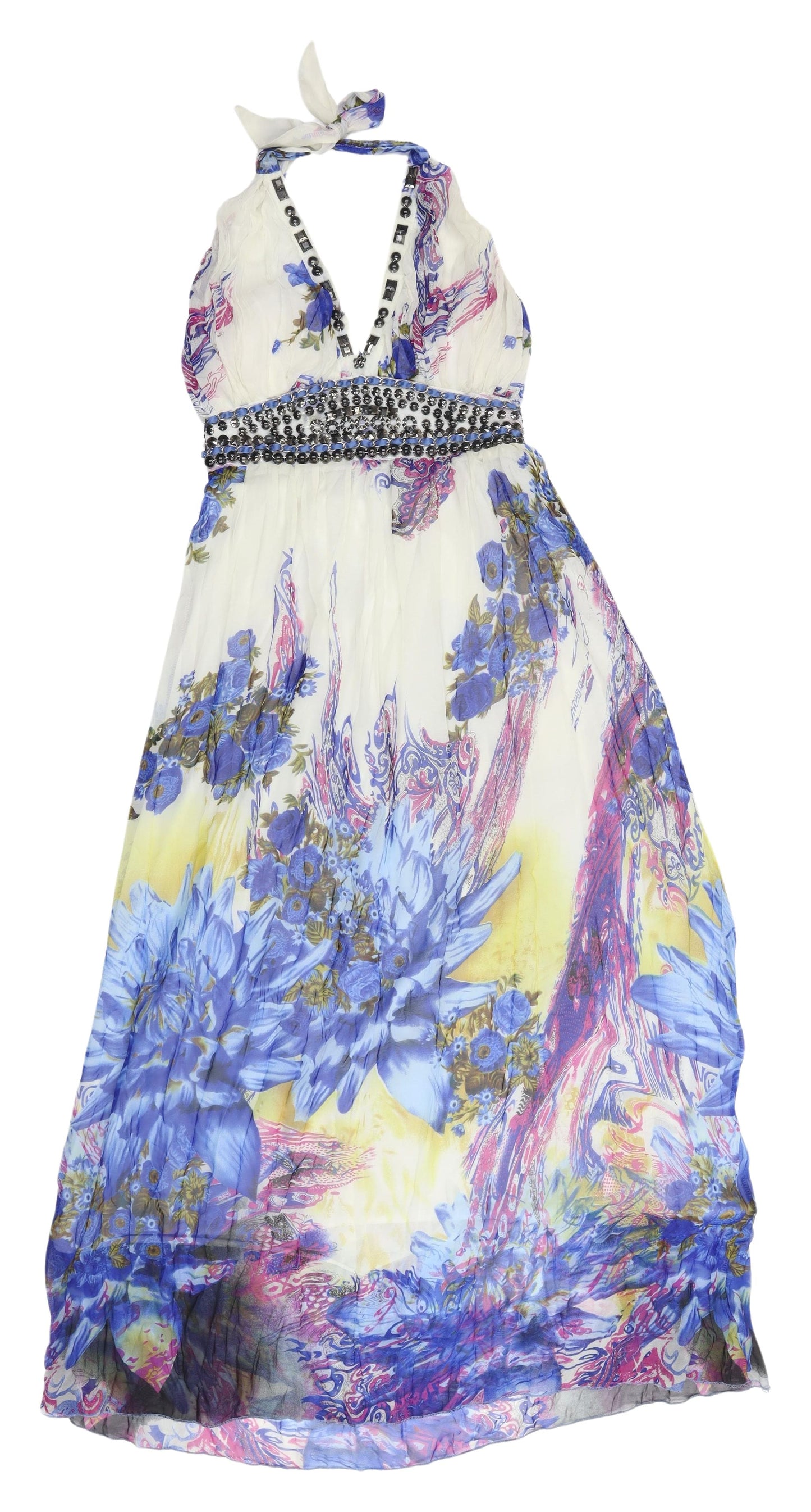 AM Mode Floral Halter Maxi Dress Multicoloured Size S
