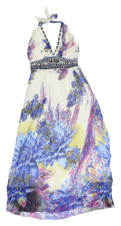 AM Mode Floral Halter Maxi Dress Multicoloured Size S