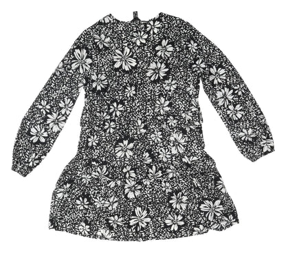 New Look Women's Black Floral A-Line Dress, Size 12, Spring