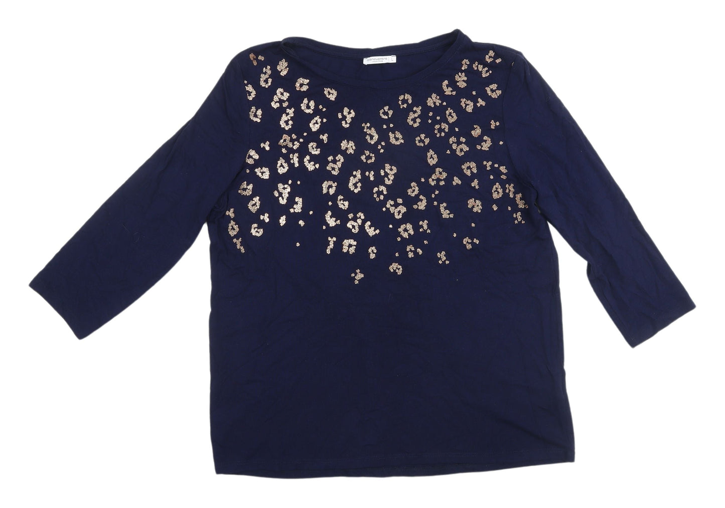 Womens UK Size L Encuentro Blue Basic T-Shirt