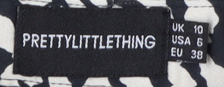 Womens UK Size 10 PRETTYLITTLETHING Black Basic Button-Up
