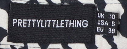 Womens UK Size 10 PRETTYLITTLETHING Black Basic Button-Up