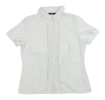 Bm Women's White Polka Dot Button-Up Shirt, Size 14