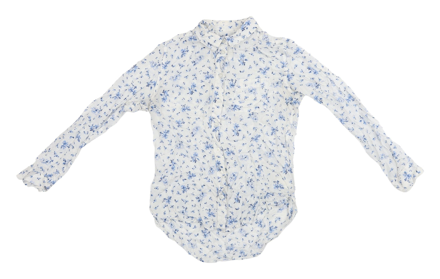 Jack Wills Women's White Floral Collared Shirt UK 6