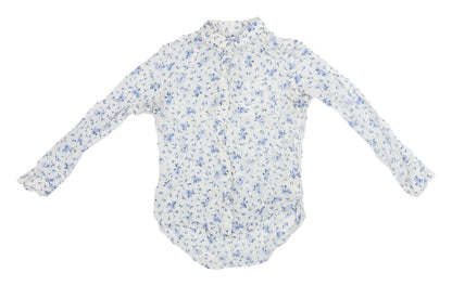 Jack Wills Women's White Floral Collared Shirt UK 6