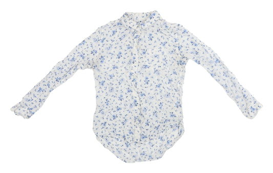 Jack Wills Women's White Floral Collared Shirt UK 6