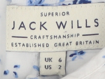 Jack Wills Women's White Floral Collared Shirt UK 6
