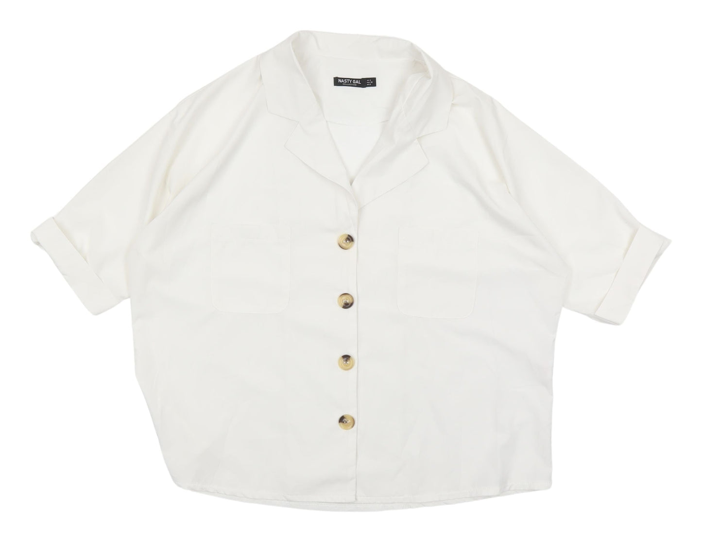 Womens UK Size 8 Nasty Gal White Basic Button-Up
