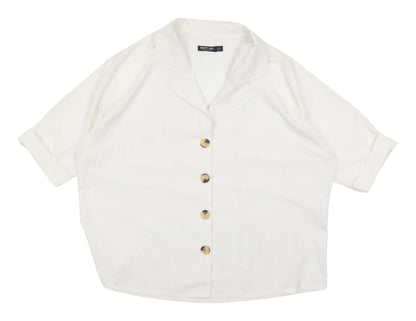 Womens UK Size 8 Nasty Gal White Basic Button-Up
