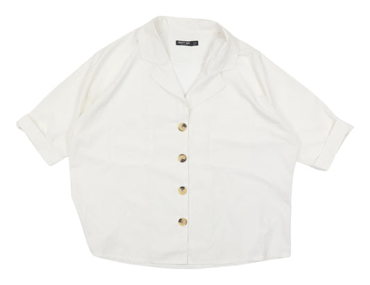Nasty Gal Women's White Button-Up Shirt Size 8