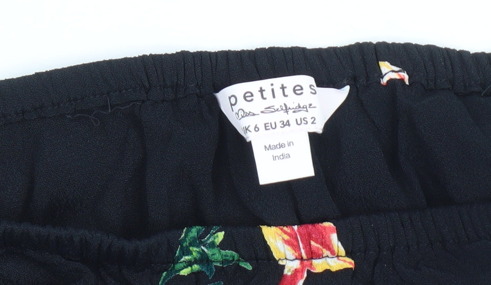 Miss Selfridge Women's Black Floral Cropped Top UK 6