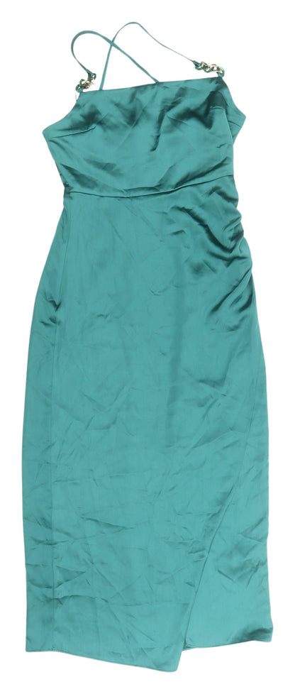 Zara Women's Green Satin Slip Dress UK 8
