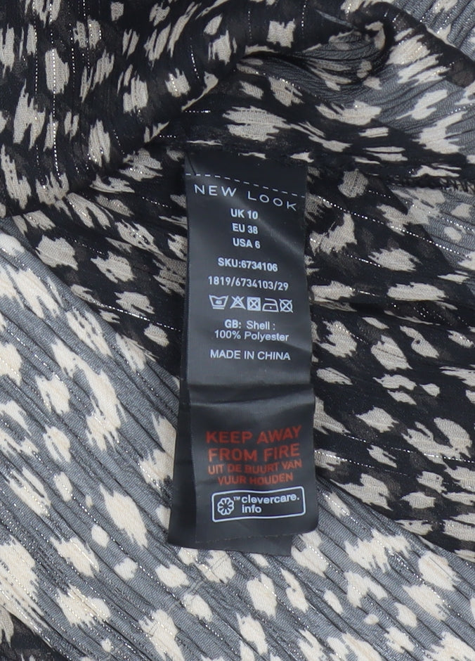 Womens UK Size 10 New Look Black Wrap Blouse