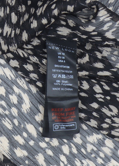 Womens UK Size 10 New Look Black Wrap Blouse