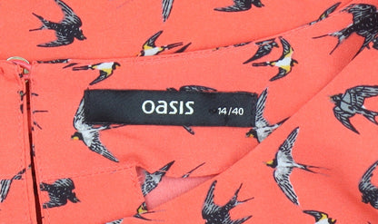 Womens UK Size 14 Oasis Orange Basic Blouse