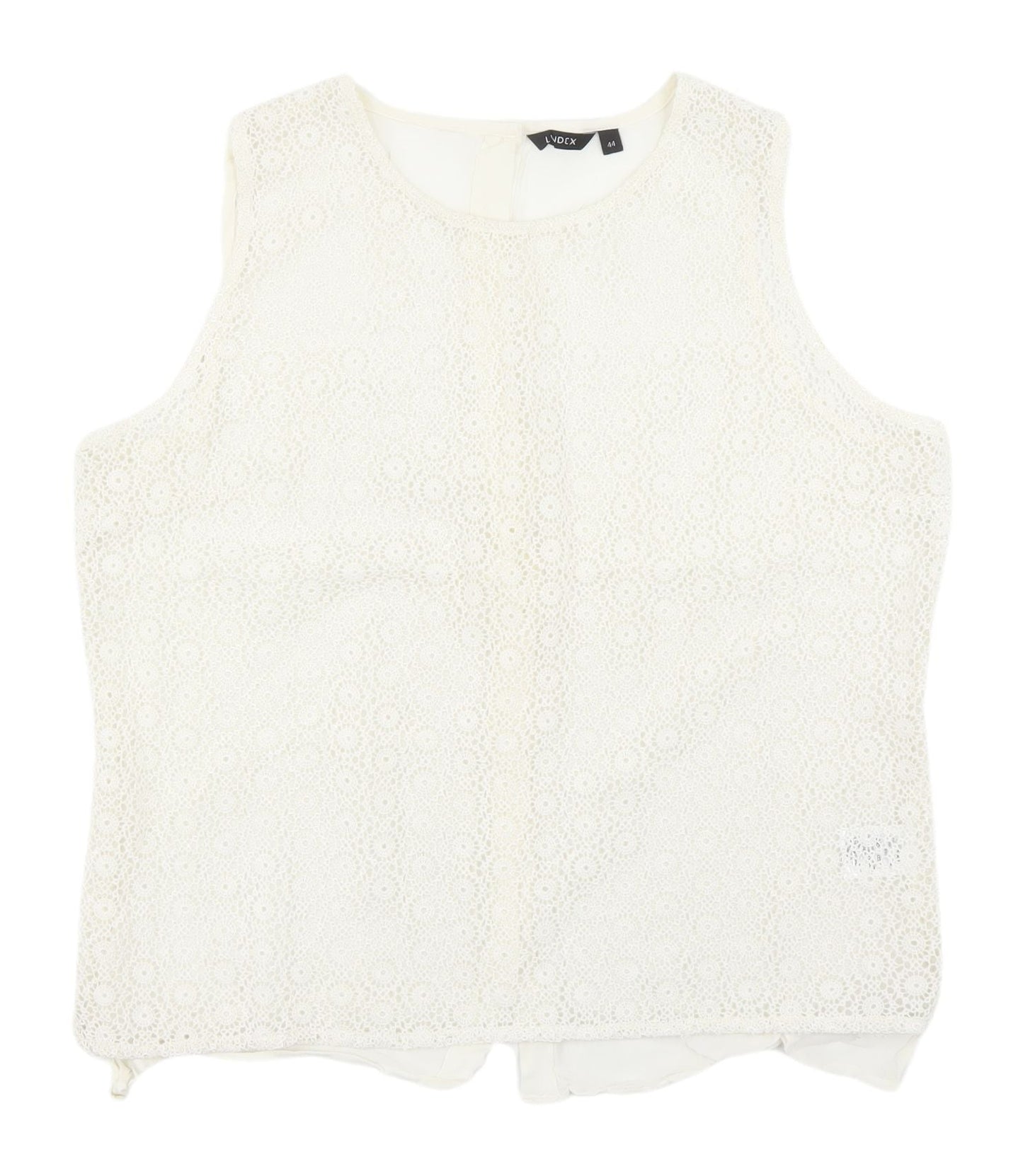 LVDEX Women's Ivory Lace Sleeveless Blouse Size 16