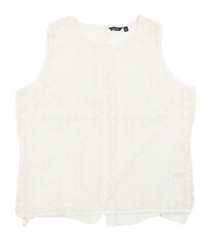 LVDEX Women's Ivory Lace Sleeveless Blouse Size 16