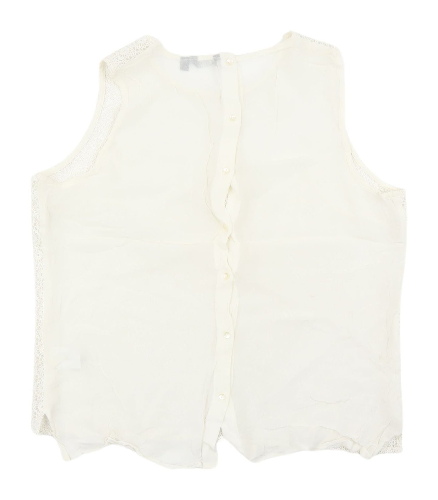 LVDEX Women's Ivory Lace Sleeveless Blouse Size 16