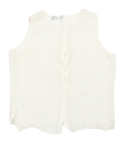 LVDEX Women's Ivory Lace Sleeveless Blouse Size 16