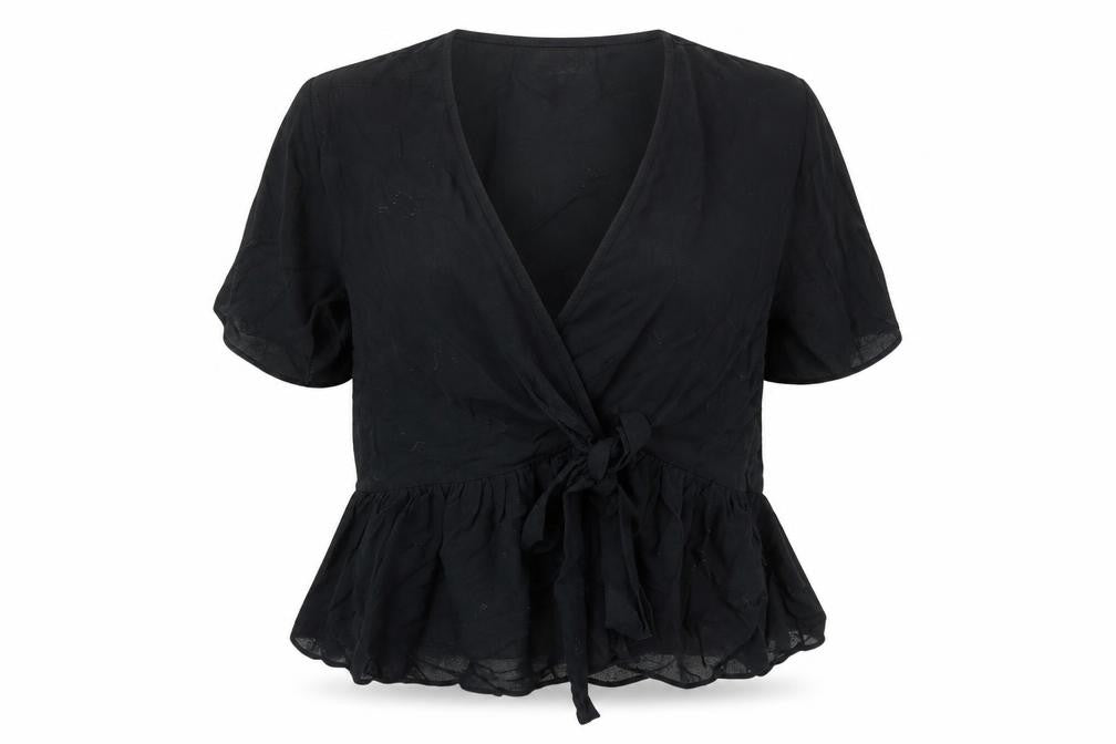 Womens UK Size 12 ASOS Black Wrap Blouse