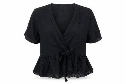 Womens UK Size 12 ASOS Black Wrap Blouse