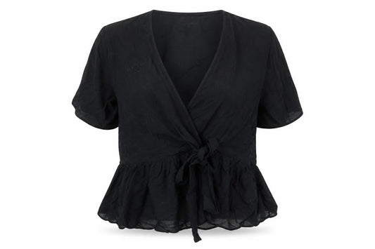 Womens UK Size 12 ASOS Black Wrap Blouse