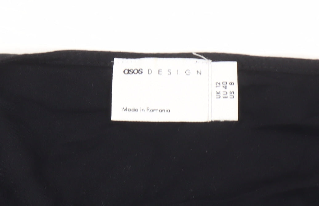 Womens UK Size 12 ASOS Black Wrap Blouse