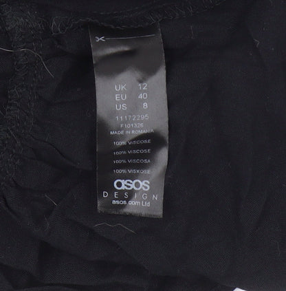 Womens UK Size 12 ASOS Black Wrap Blouse