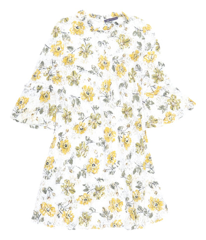 Marks & Spencer Floral Lace Dress, Size 14, Ivory