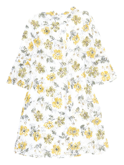 Marks & Spencer Floral Lace Dress, Size 14, Ivory