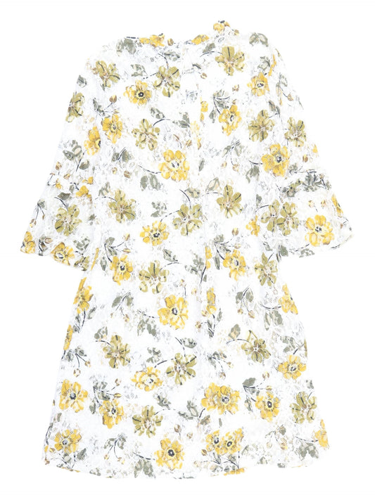 Marks & Spencer Floral Lace Dress, Size 14, Ivory