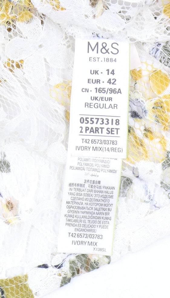 Marks & Spencer Floral Lace Dress, Size 14, Ivory