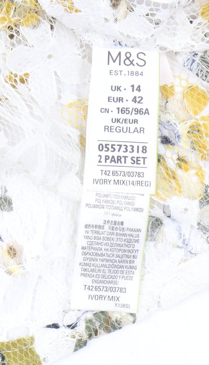 Marks & Spencer Floral Lace Dress, Size 14, Ivory