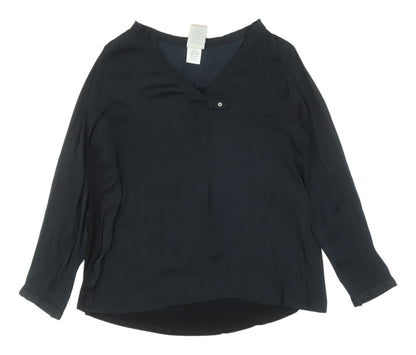 Dolan Women's Black V-Neck Blouse M Long Sleeve
