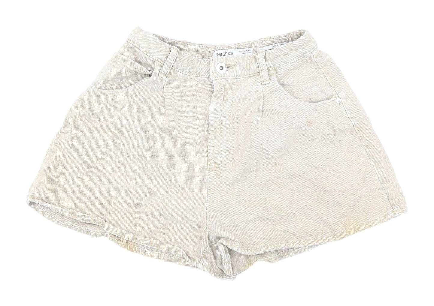 Bershka Women's Beige High Rise Chino Shorts Size 8
