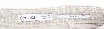 Bershka Women's Beige High Rise Chino Shorts Size 8
