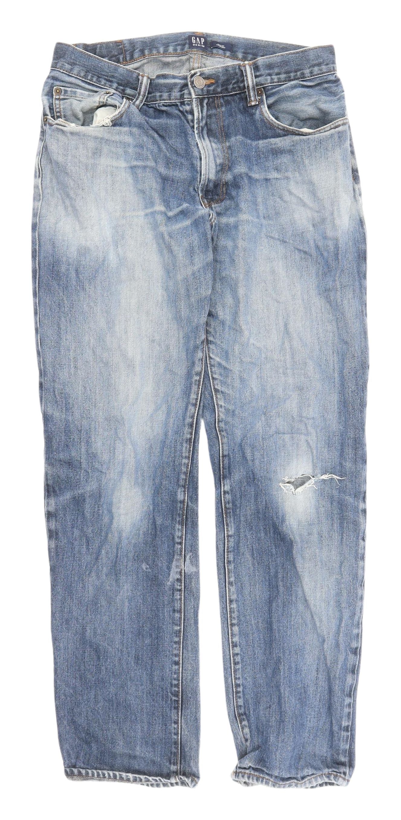 GAP Men's Blue Straight Jeans, Size 32, Medium Wash