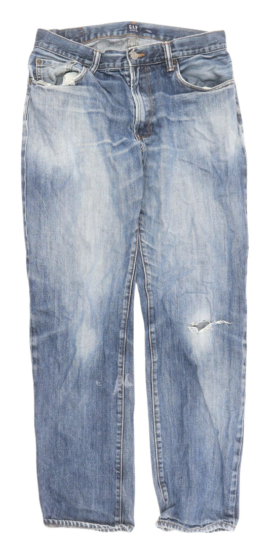 GAP Men's Blue Straight Jeans, Size 32, Medium Wash