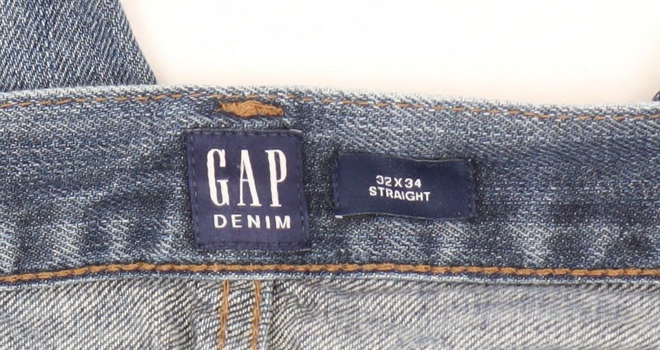 GAP Men's Blue Straight Jeans, Size 32, Medium Wash