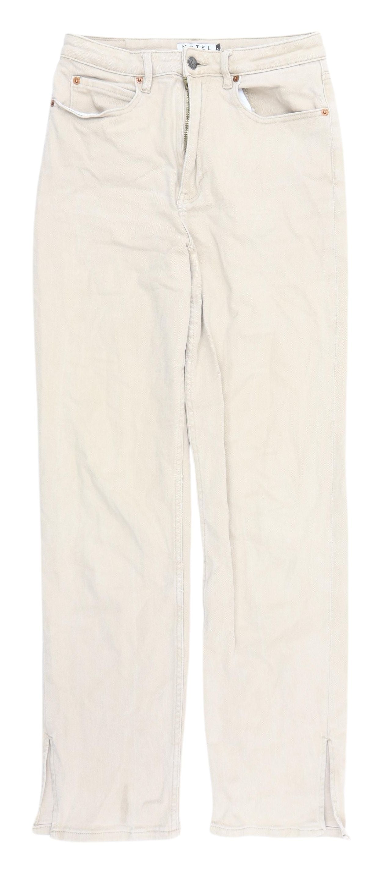 Motel Women's Beige Straight Jeans, M