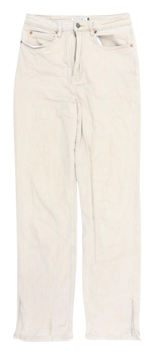 Motel Women's Beige Straight Jeans, M