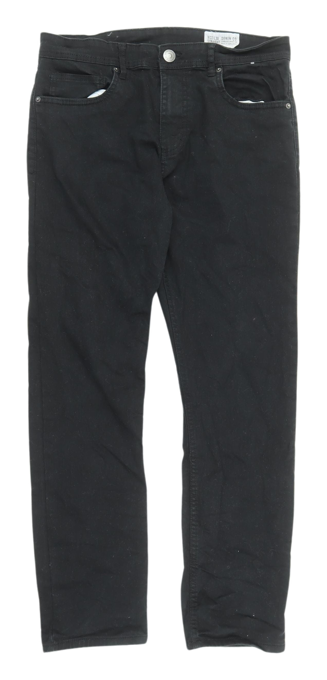 Denim Co. Men's Black Straight Jeans, Size 32