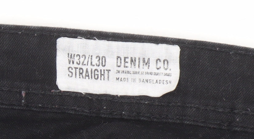 Denim Co. Men's Black Straight Jeans, Size 32