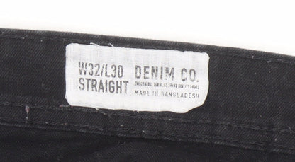 Denim Co. Men's Black Straight Jeans, Size 32