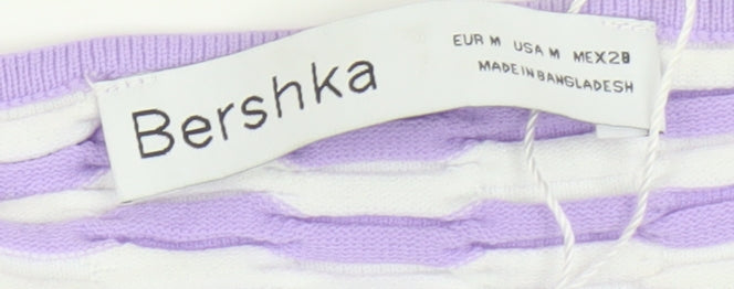 Bershka Women's Purple Striped Sleeveless Blouse Size M