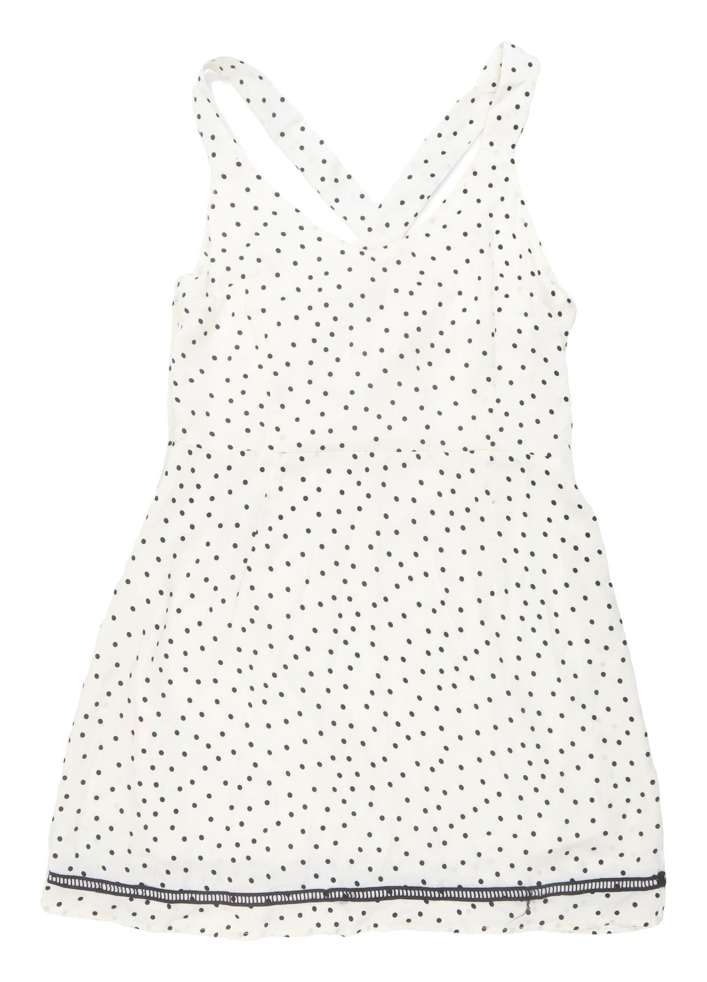 Boohoo White Polka Dot Strap Dress, Size 14