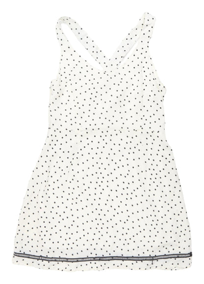 Boohoo White Polka Dot Strap Dress, Size 14