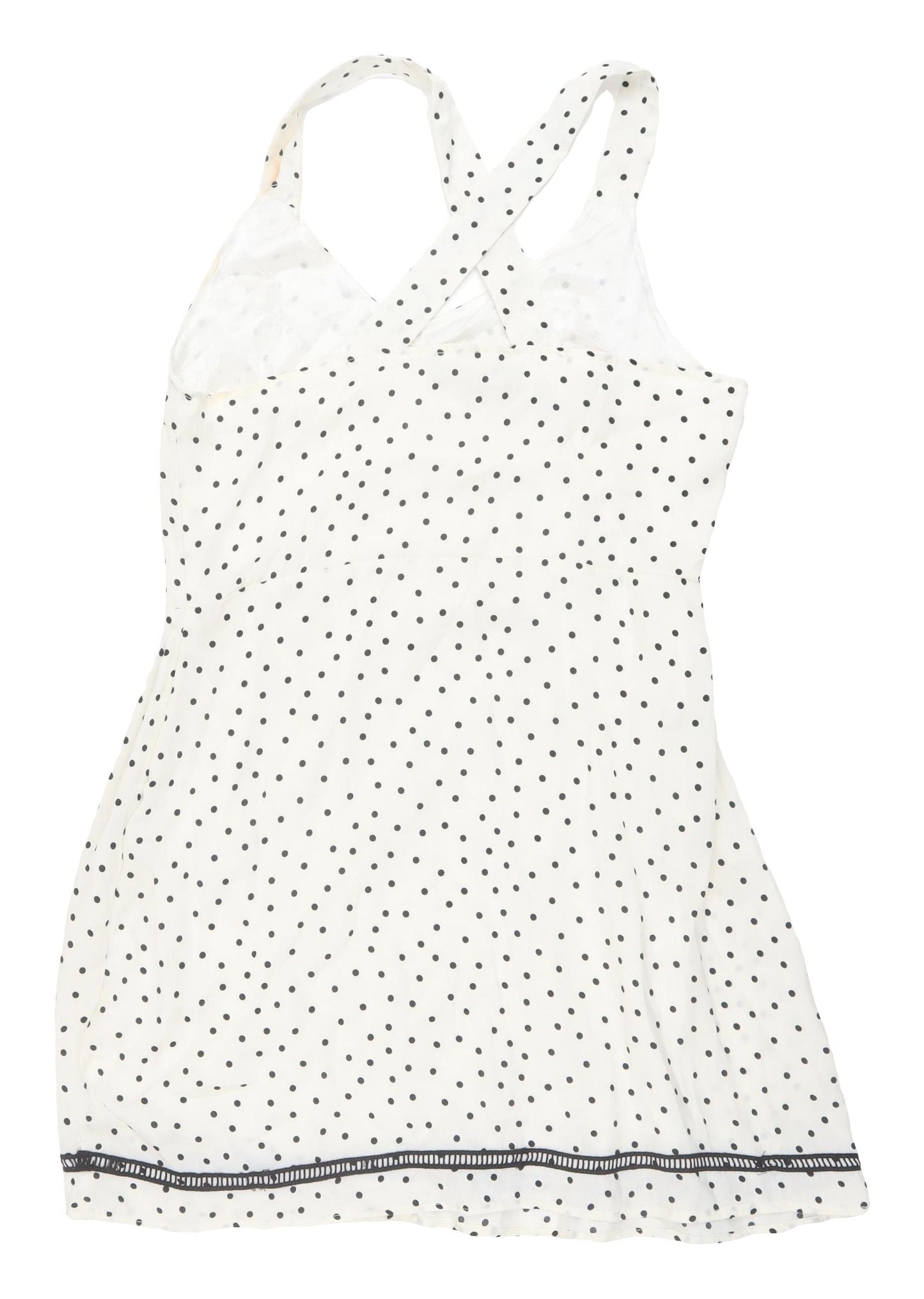 Boohoo White Polka Dot Strap Dress, Size 14
