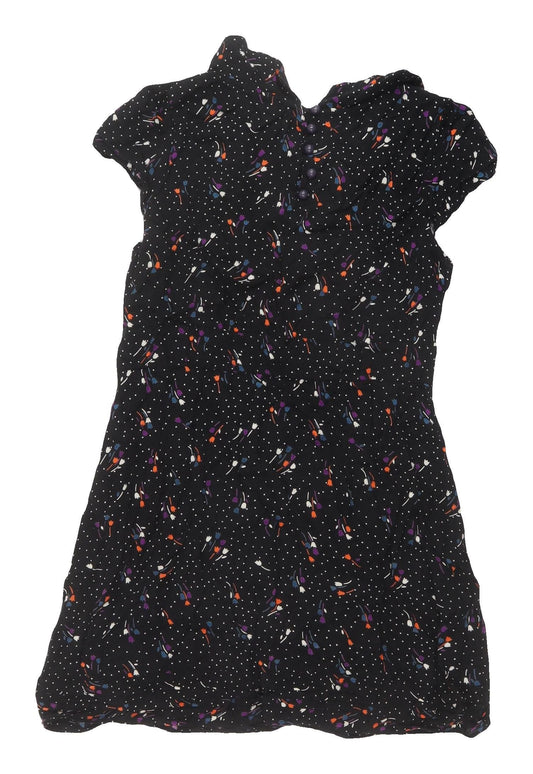 Floral Women's Black A-Line Mini Dress Size 10